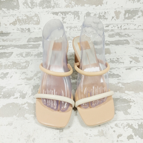 NEW Dolce Vita Cream White Leather Square Toe Heeled Sandals H1013 - Picture 3 of 13